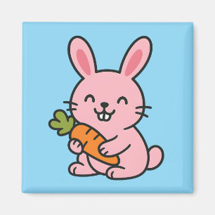 Carotte mignonne lapin mangeant - Magnet de cuisin