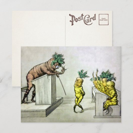 Carottes vintages dans la carte postale de l'école (Devant / Derrière)