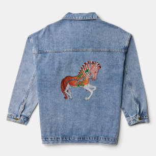 Carousel Animal Quagga Zebra Photo Denim Jacket
