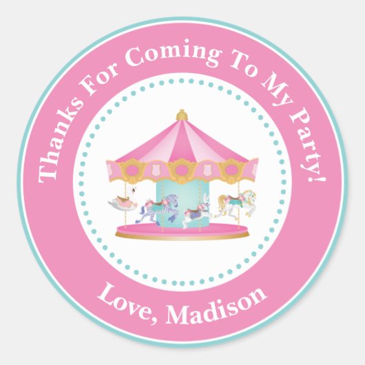 Carousel Anniversaire Fête Favoriser Stickers (Devant)