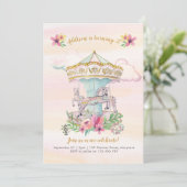 Carousel Birthday party Invitation Kaart (Staand voorkant)
