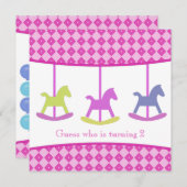 Carousel Birthday Party Invitation Kaart (Voorkant / Achterkant)