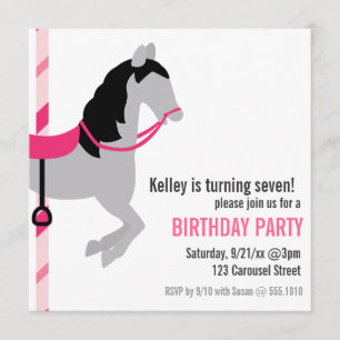 Carousel Birthday Party Invitation Kaart