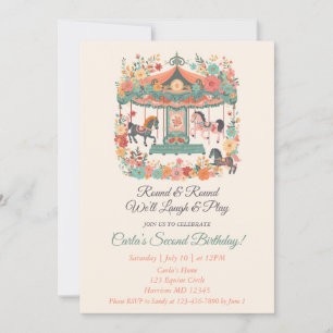 Carousel Carnival deuxième invitation anniversaire