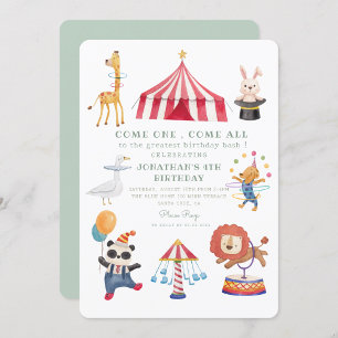 Carousel Cirque Carnaval Anniversaire Invitation