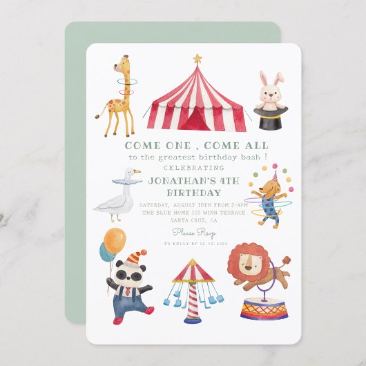 Carousel Cirque Carnaval Anniversaire Invitation