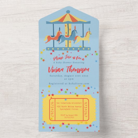 Carousel Cirque Invitation d'anniversaire (À l'intérieur)