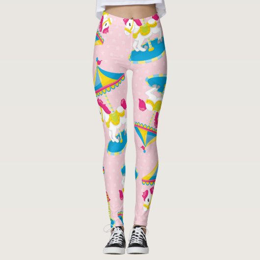 Carousel Dreams: Pink Pony & Pastel Leggings (Voorkant)