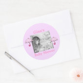 Carousel Dreams Pink Umbrella Round Stickers (Envelop)