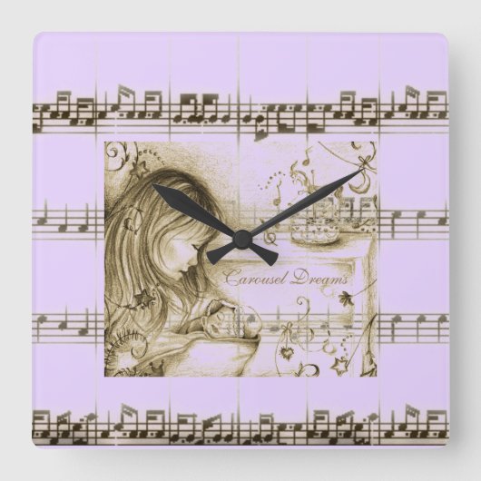 Carousel Dreams Purple Musique Vintage Horloge mur (Recto)
