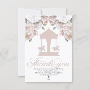 Carousel Floral Soft Pink Birthday Bedankkaart
