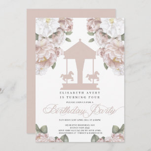 Carousel Floral Soft Pink Birthday Kaart
