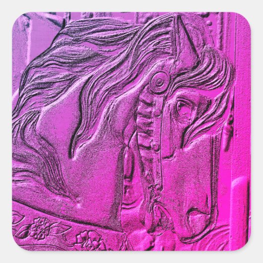 Carousel Horse Art Vierkante Sticker (Voorkant)