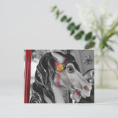 Carousel Horse Black White Briefkaart (Staand voorkant)