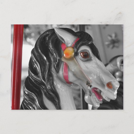 Carousel Horse Black White Briefkaart (Voorkant)