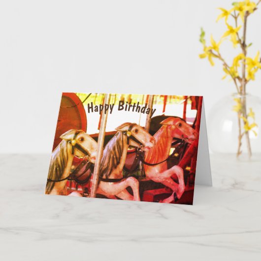 Carousel Horse Memories Birthday Kaart (Gele Bloem)