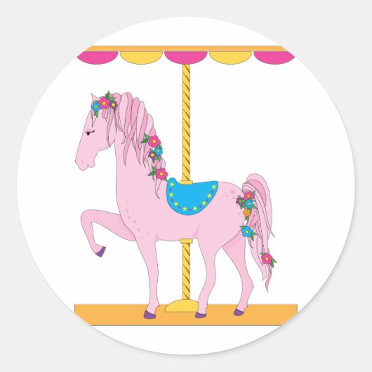 Carousel Horse Ronde Sticker (Voorkant)