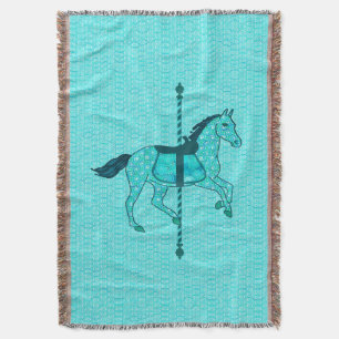Carousel Horse - Turquoise en Aqua Deken