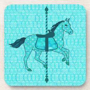 Carousel Horse - Turquoise en Aqua Drankjes Onderzetter