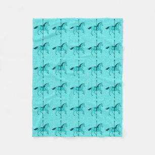 Carousel Horse - Turquoise en Aqua Fleece Deken