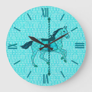 Carousel Horse - Turquoise en Aqua Grote Klok