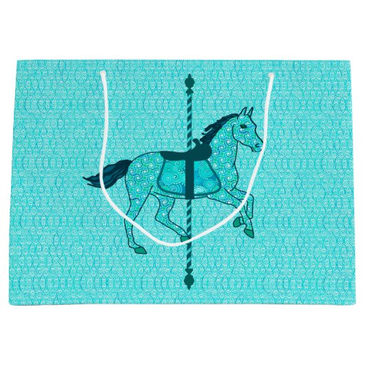 Carousel Horse - Turquoise en Aqua Large Cadeauzakje (Voorkant)