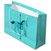 Carousel Horse - Turquoise en Aqua Large Cadeauzakje (Voorkant Gekanteld)