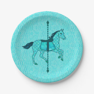 Carousel Horse - Turquoise en Aqua Papieren Bordje