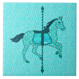 Carousel Horse - Turquoise en Aqua Tegeltje