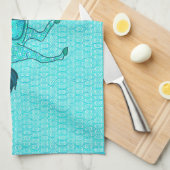 Carousel Horse - Turquoise en Aqua Theedoek (Quarter Fold)