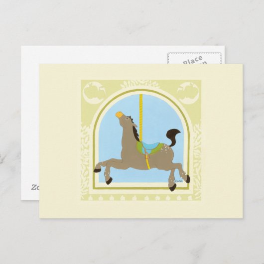 Carousel Horse van June Erica Vess Briefkaart (Voorkant / Achterkant)