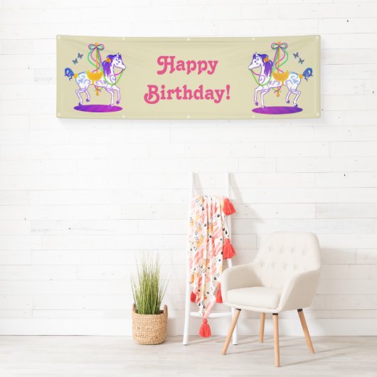 Carousel Horse verjaardagsbanner Spandoek (Insitu)