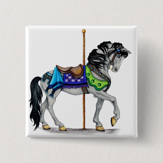 Carousel Horse Vierkante Button 5,1 Cm (Voorkant)