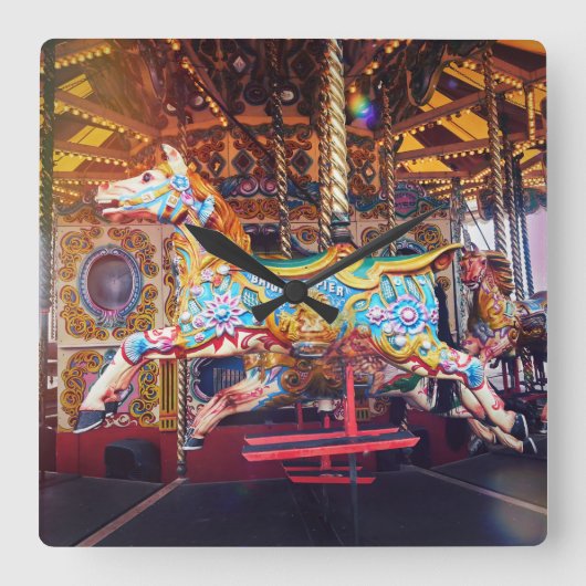 Carousel Horse Vierkante Klok (Voorkant)