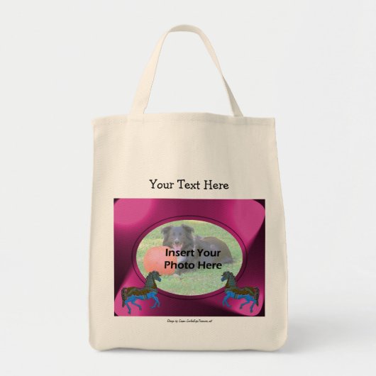 Carousel Horses Add Your Photo Template Tote Bag (Devant)