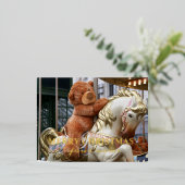 Carousel met Teddy Bear Folie Feestdagen Briefkaart (Staand Voorkant)