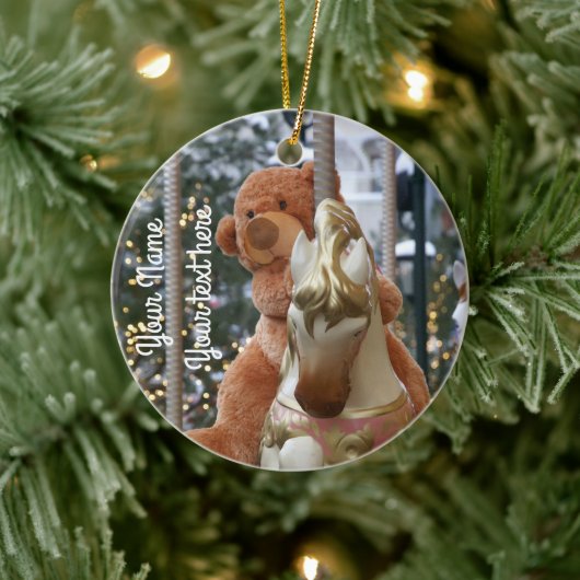 Carousel met Teddy Bear Keramisch Ornament (Boom)