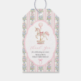 Carousel Pink First Birthday Cadeaulabel