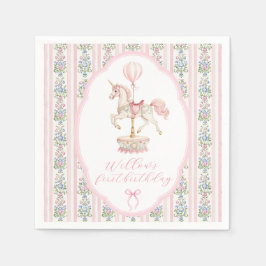 Carousel Pink First Birthday Servet