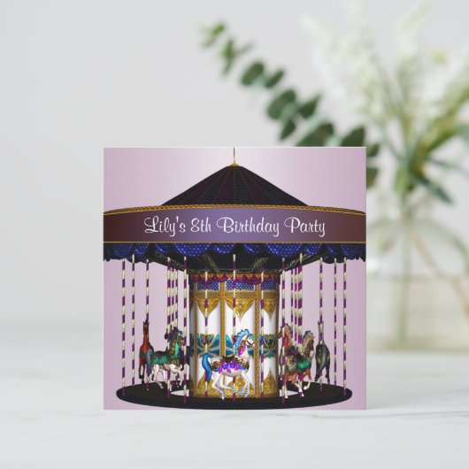 Carousel Ponies 8e anniversaire Fête Invitation 8e (Debout devant)