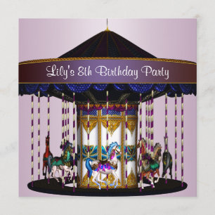Carousel Ponies 8e anniversaire Fête Invitation 8e