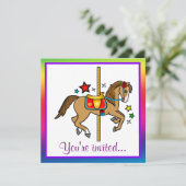 Carousel Pony avec étoiles Invitation d'anniversai (Debout devant)
