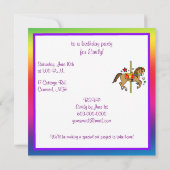 Carousel Pony avec étoiles Invitation d'anniversai (Dos)