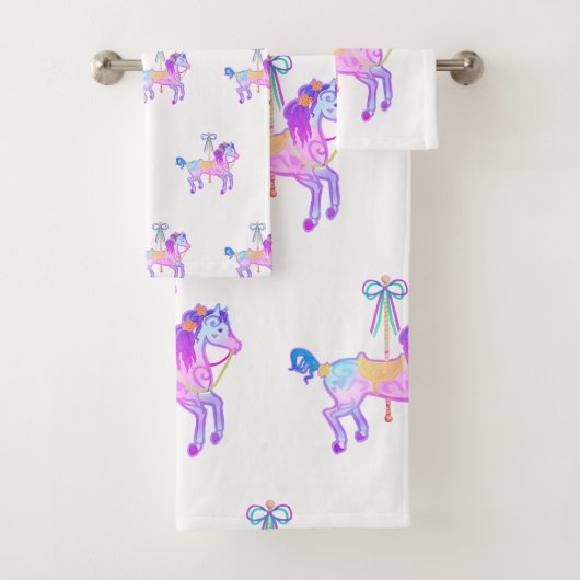 Carousel Pony Bath Towel Set Bad Handdoek (Insitu)