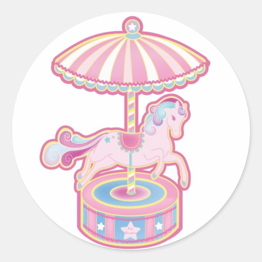 Carousel Pony Ronde Sticker (Voorkant)