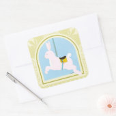 Carousel Rabbit van June Erica Vess Vierkante Sticker (Envelop)