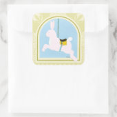 Carousel Rabbit van June Erica Vess Vierkante Sticker (Tas)