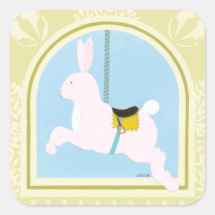 Carousel Rabbit van June Erica Vess Vierkante Sticker
