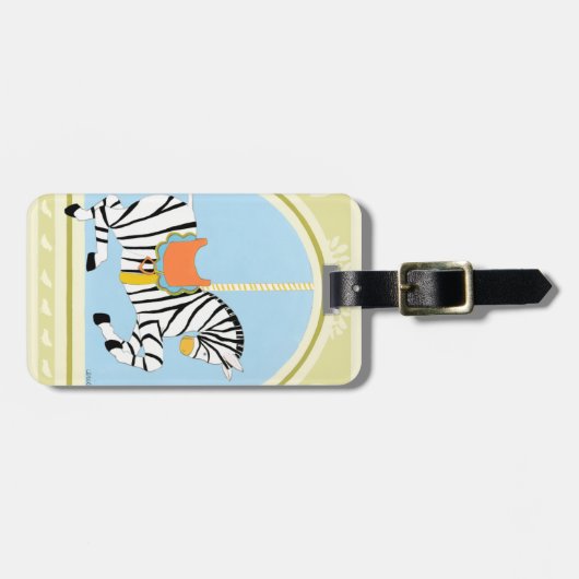 Carousel Zebra van June Erica Vess Bagagelabel (Voorkant horizontaal)
