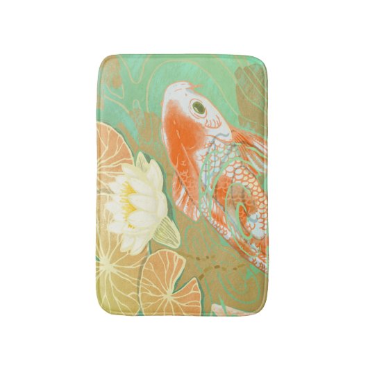 Carp Koi Fish Water Lily Pond Bath Mat (Voorkant Verticaal)